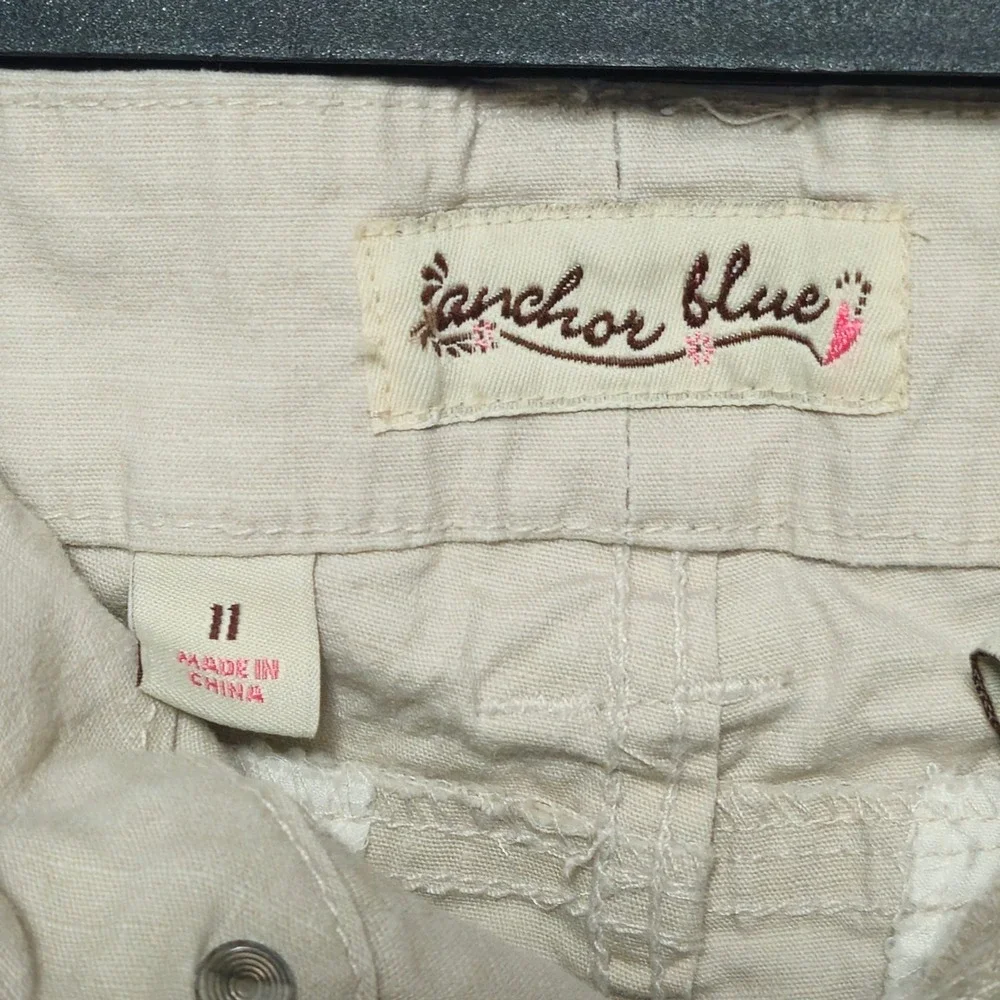 ANCHOR BLUE Womens 11 Beige Cargo Flare Pants Y2K Utility Stretch Casual Vintage - Picture 3 of 9